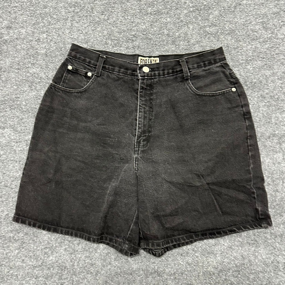 Forenza Shorts Womens Size 16 Black Denim High Waisted Relaxed Fit Vintage 90s